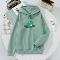 3 x RAW Customer Returns Women s Pullover Hoodie Girls Teenager Kawaii Frog Hoodie Autumn Winter Warm Hooded Tops Casual Sports Sweatshirt 2XL, Green-1  - RRP €81.18