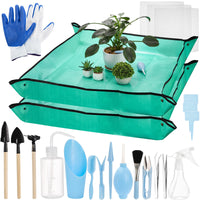 1 x RAW Customer Returns TOPZEA Succulent Plant Tool Set, 23pcs 40inch Plant Transplanting Mat Indoor Transplanting Tool Miniature Bonsai Hand Tool Kit with Planting Mat Mini Garden Tools for Plant Care - RRP €23.74