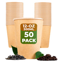 2 x Brand New BEELEEVE 50 Pack Biodegradable Compostable Coffee Tea Cups Disposable Containers for Office Wedding Party Drinks Brown Kraft Paper PLA Coating 300ml 12oz  - RRP €43.2