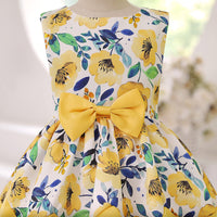 1 x Brand New SEAUR Dress Girls Festive Retro Birthday Party Prom Elegant Ribbon Bow Fluffy Stage Show Strap Dress Ball Gowns Party Dress Girl Dress Yellow - RRP €27.6