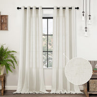 1 x RAW Customer Returns CUCRAF linen curtain with eyelets set of 2 H 245 x W 140 white semi-transparent curtains loop curtain curtain linen look voile curtains living room bedroom - RRP €36.99