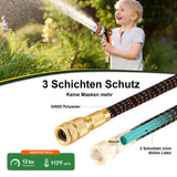 1 x RAW Customer Returns Yofidra Flexible Garden Hose 7.5m, 3-Layer Latex Water Hose with 3 4 Inch and 1 2 Inch Metal Connectors, 3450D Fabric, Kink-Free, Durable Garden Hose with 10 Nozzles - RRP €26.21