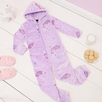 1 x RAW Customer Returns CityComfort Girls Glow in the Dark Rainbow Unicorn Onesie 3 14 Years 5-6 Years, Purple  - RRP €25.78