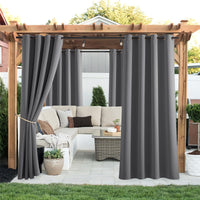 1 x RAW Customer Returns PONY DANCE Outdoor Curtain Balcony Terrace 2 Pieces Outdoor Curtains Sun Protection Privacy Protection Outdoor Curtains with Eyelets Outdoor Curtain Waterproof, H 274 x W 132 cm, Grey-white - RRP €41.35