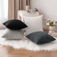 1 x RAW Customer Returns MIULEE Soft Cushion Covers Decorative Square Cushion Covers Spring Soft Corduroy Striped Cushion Covers Pack of 4 for Home Sofa Bedroom 50x50cm Gray - RRP €31.25