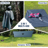 1 x RAW Customer Returns Anyoo Lightweight Waterproof Rain Jacket Reusable Ripstop Breathable Multipurpose Raincoat with Hood Foldable Protective Blanket Shelter Tarp Ideal for Outdoor Camping Hiking Fishing - RRP €21.98