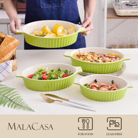 1 x RAW Customer Returns MALACASA, Bake.Bake series, 4-piece set of casserole dishes, oven dish made of ceramic scratch-resistant Baking dish for lasagne, tiramisu casseroles in 4 sizes, green - RRP €29.99