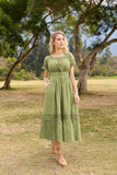 1 x Brand New SCARLET DARKNESS Women s Off Shoulder Dresses Knitted Waist Lace-up Puff Sleeves Cut-Out Victorian Dresses Yellow Green XXL - RRP €33.26