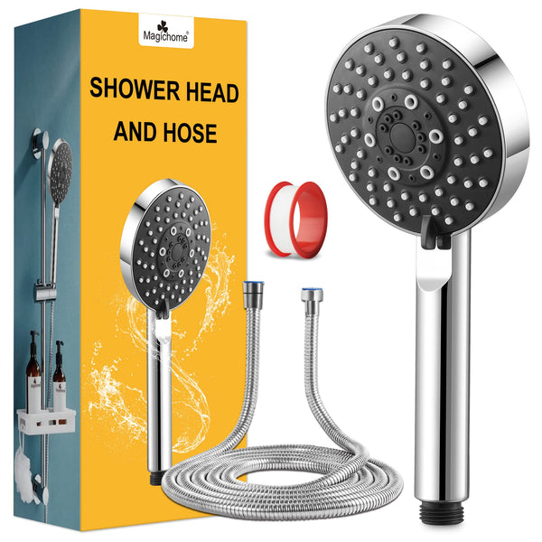 1 x RAW Customer Returns Magichome water-saving shower head with 2M hose, with 5 jet types, turbo-charged design, high pressure, hand shower for bathing - RRP €19.99