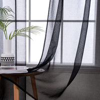 1 x RAW Customer Returns MIULEE Sheer Voile Curtains with Soft Eyelets for Bedroom and Living Room Windows Elegant Living Room 2 Panels 140x290cm Black - RRP €30.99