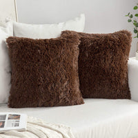 1 x RAW Customer Returns MIULEE Set of 2 Cushion Covers Artificial Fur Sofa Cushions Decorative Throw Pillows Cuddly Pillows Plush Pillows Cozy Couch Cushions Super Soft Pillows Fluffy Cushion Cover for Sofa 60 x 60 cm Chocolate - RRP €20.39