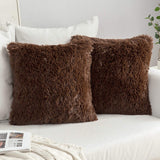 1 x RAW Customer Returns MIULEE Set of 2 Cushion Covers Artificial Fur Sofa Cushions Decorative Throw Pillows Cuddly Pillows Plush Pillows Cozy Couch Cushions Super Soft Pillows Fluffy Cushion Cover for Sofa 60 x 60 cm Chocolate - RRP €20.39