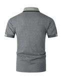 1 x RAW Customer Returns GNRSPTY Men s Polo Shirt Short Sleeve Cotton with Royal Pocket Casual Shirt Elegant Golf Tennis Shirt Stitching Color T-Shirts, Dark Grey, XXL - RRP €25.68