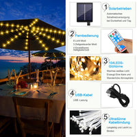 1 x RAW Customer Returns Parasol lighting solar, umbrella fairy lights with 104 LEDs lights and remote control 8 modes, IP67 waterproof garden lights for umbrella decoration, camping tents, outdoor and indoor decorative light - RRP €26.84