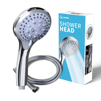 1 x RAW Customer Returns VEHHE Shower Head with 1.5m Hose, 5 Ways Function High Pressure Shower Head, Water Saving, Universal Size Shower Head Connect, Shower Head with Shower Hose - RRP €15.12