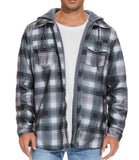 1 x Brand New GLESTORE Lumberjack Jacket Men s Flannel Shirt Jacket Lined Thermal Shirt Winter Long Sleeve with Hood Checked Lumber Jacket Gray and Green S - RRP €48.99