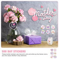 6 x Brand New 500pcs Happy Mother s Day Stickers 2.5cm Round Sealing Stickers for Crafts, Cards, Gift Wrapping, Scrapbooking, Envelope, Crafting, 6 Designs Pattern A  - RRP €122.4