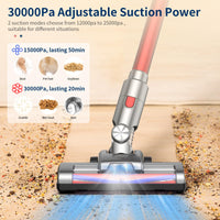 1 x RAW Customer Returns IAB Cordless Vacuum Cleaner 6 in 1, 30000pa Cordless Broom Vacuum Cleaner, Autonomy 50 Mins Wireless Electric 300W Handheld Vacuum Cleaner for Carpet Pet Hair Floor Sofa - RRP €117.73