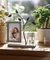 1 x RAW Customer Returns Afuly Picture Frame 10x15 Wooden Double Glass Brown Photo Frame with Vase and Metal Tree Family Photo Gift for Mom Grandma - RRP €24.19