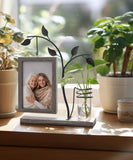 1 x RAW Customer Returns Afuly Picture Frame 10x15 Wooden Double Glass Brown Photo Frame with Vase and Metal Tree Family Photo Gift for Mom Grandma - RRP €24.19