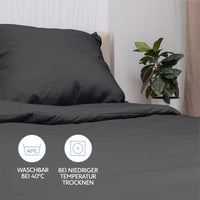 1 x RAW Customer Returns Duvet Cover Bed 240x260 cm with 2 Pillowcases 65x65 cm - Anthracite - Duvet Cover 240x260 Adult made of 100 Microfiber. Duvet Cover Certified without Chemical Products Oeko Tex  - RRP €24.58