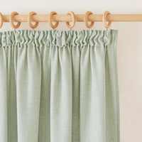 1 x RAW Customer Returns PONY DANCE linen look curtains semi-transparent curtain linen living room curtains with ruffle tape set of 2 H 245 x W 140 cm boho curtains for rail system, sage green - RRP €37.26