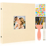 1 x RAW Customer Returns Benjia Self Adhesive Photo Album, Blank Pages Photo Album with Sticker and Metallic Pen for 9x13 10x15 13x18 A4 A5 A6 Small 40 Sheets 80 Pages, Beige  - RRP €23.96