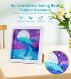 6 x Brand New Diamond Painting Pictures Kids, DIY 5D Diamond Painting Kit with Wooden Frame, Dolphin, Bright Diamond Art Craft for Home Wall Decor, 17 x 17 cm - RRP €115.2