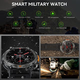 1 x RAW Customer Returns Smartwatch Men with Telephone Function, 1.45 3ATM Waterproof Military Smartwatch with LED Flashlight, Robust Outdoor Watches with 24H Health Screening, 110 Sports Modes Fitness Watch for Android iOS - RRP €55.99