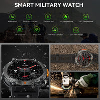 1 x RAW Customer Returns Men s Smartwatch with Telephone Function, 3ATM Waterproof Military Smartwatch with LED Flashlight, 1.45 Robust Outdoor Watches with 24H Health Screening, 110 Sports Modes Fitness Watch for Android iOS - RRP €58.33