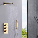 1 x RAW Customer Returns SaniteModar concealed shower fitting set gold with thermostat, concealed shower system with 30x30cm rain shower, concealed shower fitting complete set with hand shower - RRP €169.84