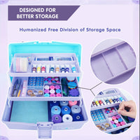 1 x RAW Customer Returns Creahaus 30.5cm 3-shelf multi-purpose storage box, sorting box, organizer box, craft box, sewing box, medicine box, tool box, fishing case with 2 shelves blue purple  - RRP €25.56