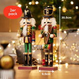 1 x RAW Customer Returns THE TWIDDLERS - 2 Nutcracker Soldier Christmas Handmade, 30cm - Premium Pine and Wood Material, Nutcracker Soldier - RRP €30.99