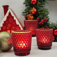 1 x RAW Customer Returns Red Table Centerpiece Votive Candle Holders, Set of 12, Bulk Pack Tealight Holders with Gold Rim, Glass Tealight Candle Holders for Christmas, Holiday and Dating Decoration - RRP €20.68