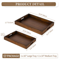 3 x Brand New Hanobe decorative tray wooden tray serving tray decorative plates wooden rectangular brown trays 2 pieces vintage wooden plates with handle serving trays for candles coffee table kitchen decoration - RRP €83.94