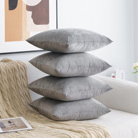 4 x Brand New MIULEE Velvet Cushion Covers 4 Pack Throw Pillow Cases with Invisible Zipper Super Soft Modern Decorative Pillow Covers for Chair Bed Living Room Bedroom 50x50cm Light Grey - RRP €112.48