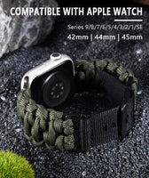 1 x RAW Customer Returns BINLUN Compatible with Apple Watch Strap Paracord 550 49mm Military Style Robust Nylon Sports Strap Replacement Bracelet for iWatch Ultra Men Women 8 Colors Military Green  - RRP €22.99