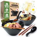 1 x RAW Customer Returns PandaBaw 2x Ramen Bowl Set CERAMIC - Premium Soup Bowl, Ramen Bowl - Traditional Asian Japanese Tableware Set - Bowl Ramen Set - Japanese Ramen Bowl Set RECIPES  - RRP €40.33