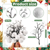 2 x Brand New 12 Pieces Artificial Christmas Berry Stems Berry Tree with Glitter Sequins Christmas Tree Decorative Ornaments Wedding Flower Garland DIY Crafts White  - RRP €24.7