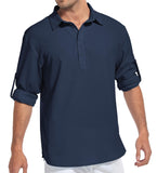 1 x Brand New SwissWell Henley Shirt Men s Short Sleeve Button Up Leisure Henley Shirt Men s Solid Color Chest Leisure Holiday Henley Summer Beach Shirt Dark Blue L - RRP €24.0