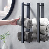 1 x RAW Customer Returns Towel Holder Without Drilling - 2 Bathroom Towel Holders Black Matt Two, Self-Adhesive Kitchen Stainless Steel Towel Rail Guest Towel Holder for Bathroom, YIGII - RRP €21.17