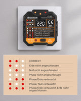 1 x RAW Customer Returns DEWENWILS socket tester with RCD test and LCD voltage display, indicator light display, FI test, 48-250V 45-65Hz, CAT ll 300V - RRP €15.99