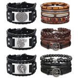 1 x RAW Customer Returns Adramata 14Pcs Bracelet Men Leather Viking Bracelet Men Punk Bracelet Vintage Gothic Wolf Tree of Life Bracelets Men Viking Jewelry Set Leather Bracelet Men Women - RRP €19.67