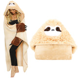 1 x RAW Customer Returns Shoppawhile Sloth Gifts for Women Wearable Hooded Blanket Soft Warm Fluffy Hooded Blanket 59.5 x 51.5  - RRP €26.99