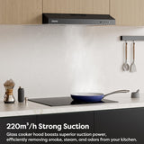 1 x RAW Customer Returns CIARRA CBCB6903D A cooker hood under cabinet 60cm recirculation hood recirculation exhaust air 3 power levels integrated under cabinet under cabinet hood with CBCF009 carbon filter black - RRP €99.99