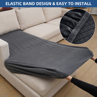 1 x RAW Customer Returns Eismodra sofa cover L shape, sofa cover 3 seater, stretch seat cushion cover, couch throw blanket sofa protector sofa cover, elastic cover for L-shape, dark gray, chaise longue 1 piece  - RRP €26.3