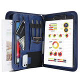 1 x RAW Customer Returns ProCase A4 Document Folder, Leather Clipboard Portfolio with Multi Pocket and Double Zipper for Travel Interview Meetings Conferences for Documents Tablet Phone -Blue - RRP €30.58