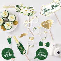 39 x Brand New NICROLANDEE 12 Pack Vintage Green and Gold Botanical Photo Props for Wedding, Bachelorette Bachelorette Party, Bridal Squad, Selfie Props, Bride to be Props - RRP €392.73