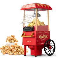 1 x RAW Customer Returns Popcorn Machine Retro, Cozeemax 1200W for Home Popcorn Machine Maker with Hot Air, Popcorn Machine without Fat, Fat-Free, Oil-Free, One-Button Operation, Popcorn Popper, Red - RRP €37.36