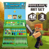 1 x RAW Customer Returns Minecraft Painting Suitcase for Children with Crayons and Colored Pencils 40 Pcs - RRP €21.23